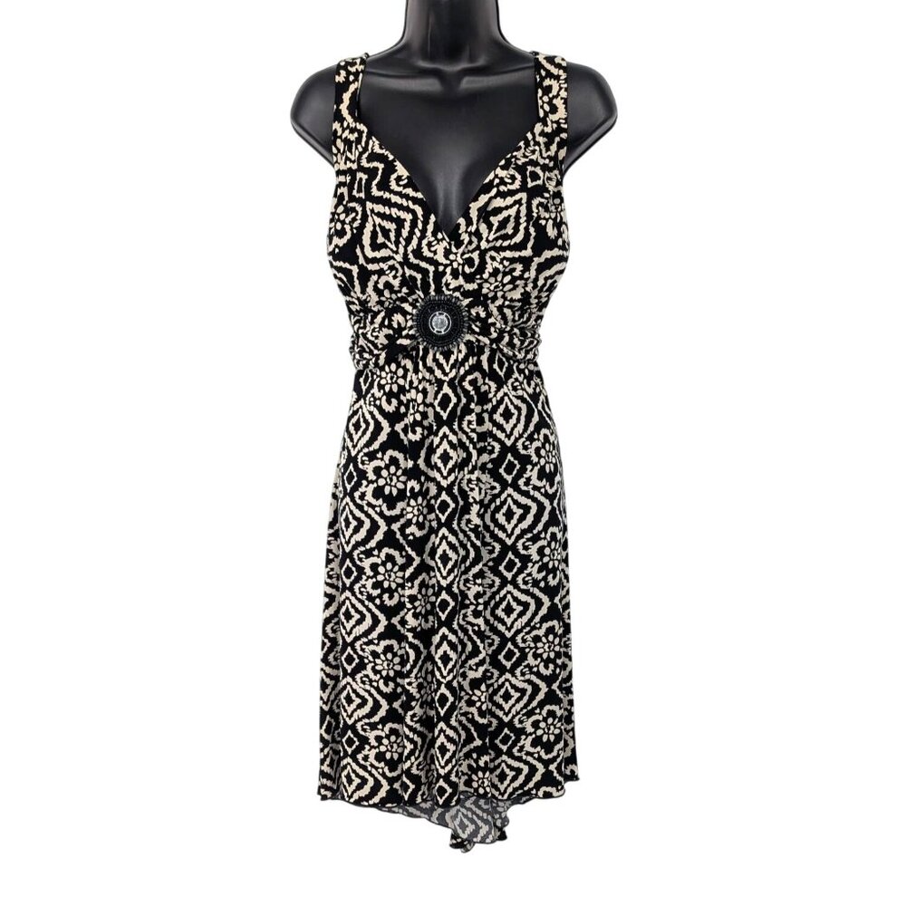 Vintage Geometric Beaded Midi Empire Waist Boho Statement Vacation Y2K Size 16W